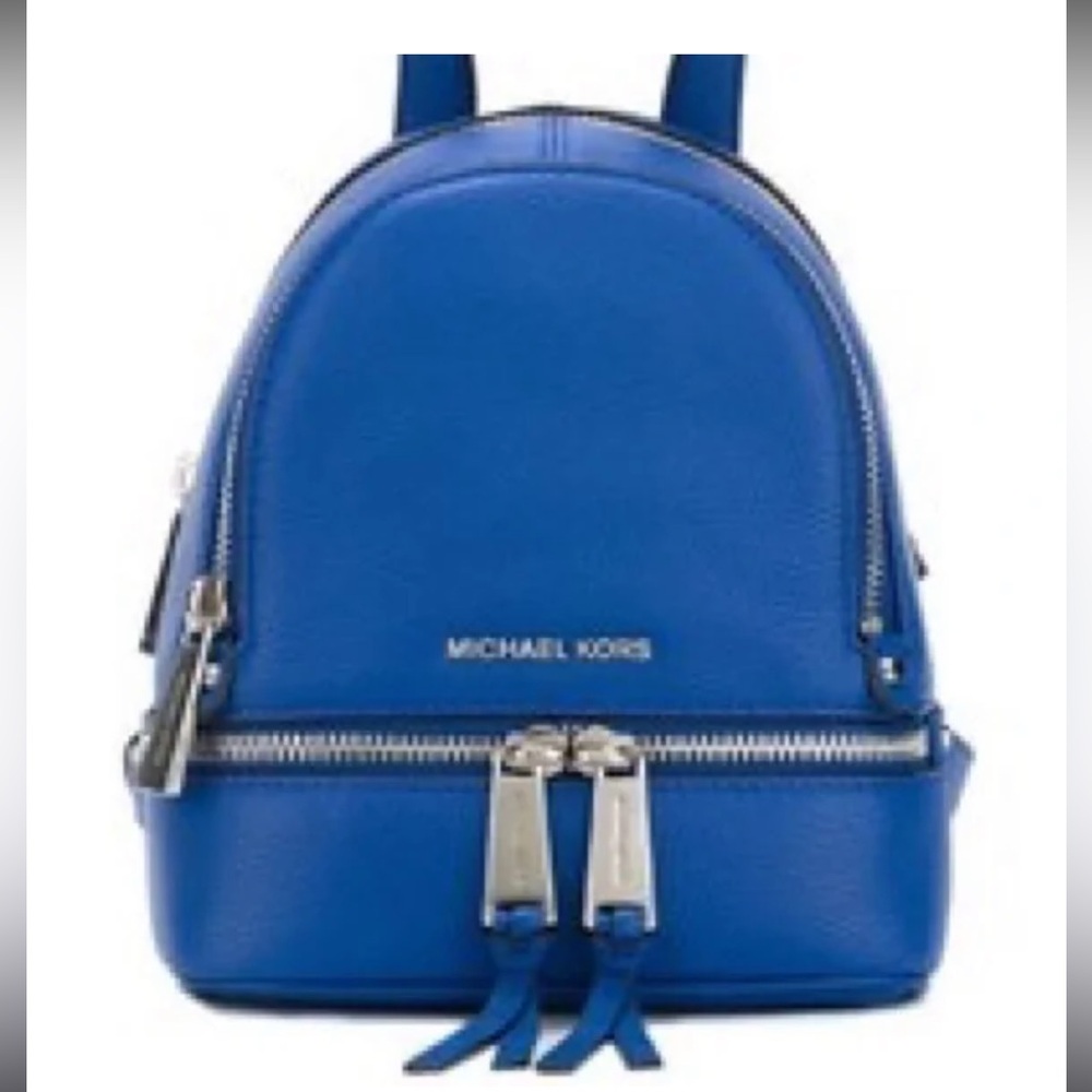 Michael Kors Rhea Electric Blue Mini Leather Backpack